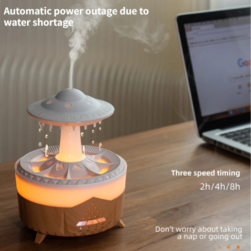 UFO Raindrop Humidifier 💧 USB Aromatherapy Diffuser — Mist Maker & Home Decor Air Purifier