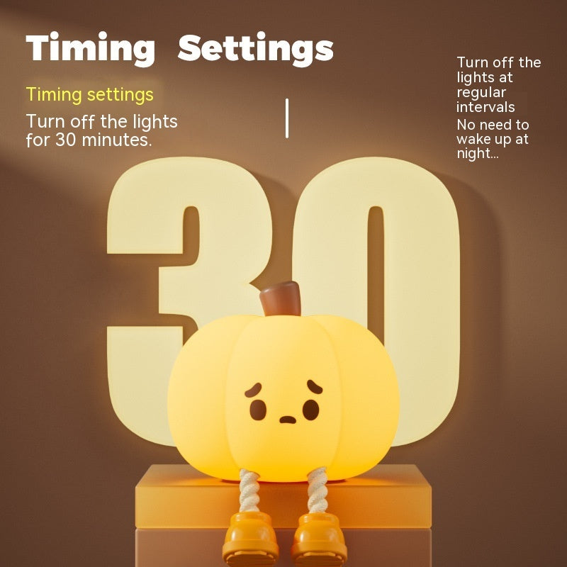 Cute Pumpkin LED Night Light 🎃 Soft Silicone Touch Lamp for Kids — Dimmable & Rechargeable