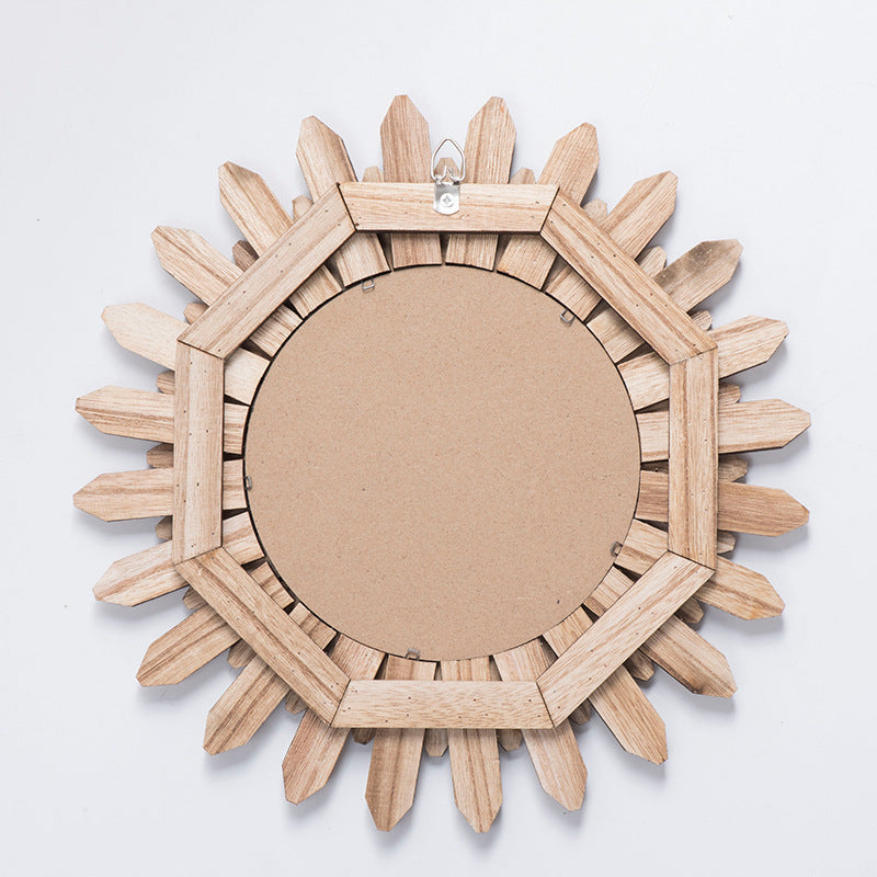 European style Solid Wood Handmade Finish Hanging Mirror Entrance Decoration