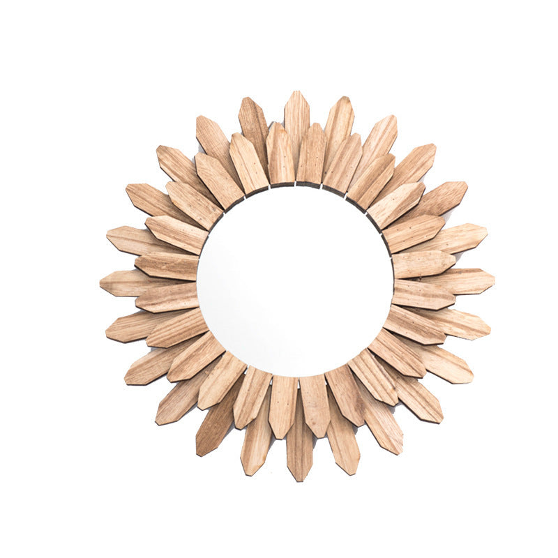 European style Solid Wood Handmade Finish Hanging Mirror Entrance Decoration