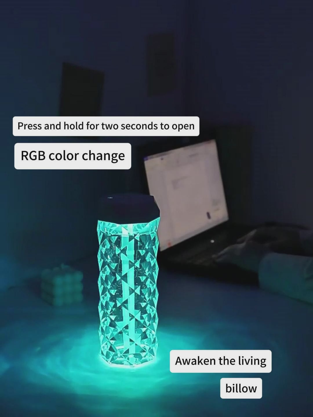 Lámpara táctil de cristal viral 💎 Luz LED de diamante regulable: ¡la mejor iluminación para la habitación!