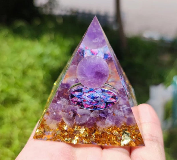 Natural Crystal Energy Pyramid 🔺 Handcrafted Healing Stone Tower for Positive Energy & Home Decor