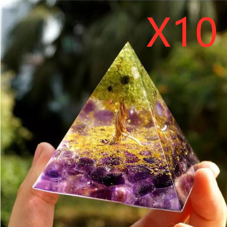 Natural Crystal Energy Pyramid 🔺 Handcrafted Healing Stone Tower for Positive Energy & Home Decor