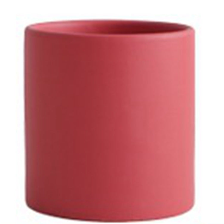 Modern Nordic Ceramic Pots 🌸 Minimal Cylinder Flower Planters with Drain Tray — Chic Home Decor
