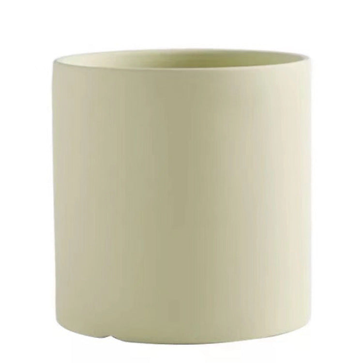 Modern Nordic Ceramic Pots 🌸 Minimal Cylinder Flower Planters with Drain Tray — Chic Home Decor