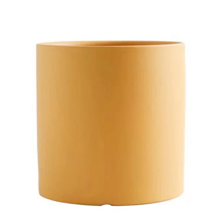 Modern Nordic Ceramic Pots 🌸 Minimal Cylinder Flower Planters with Drain Tray — Chic Home Decor