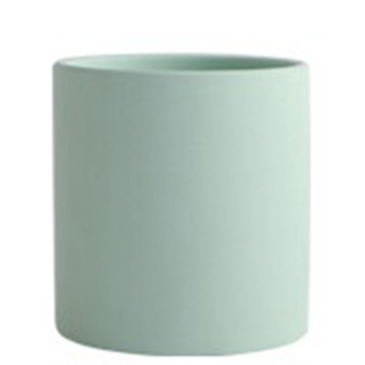 Modern Nordic Ceramic Pots 🌸 Minimal Cylinder Flower Planters with Drain Tray — Chic Home Decor