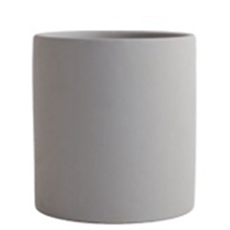 Modern Nordic Ceramic Pots 🌸 Minimal Cylinder Flower Planters with Drain Tray — Chic Home Decor