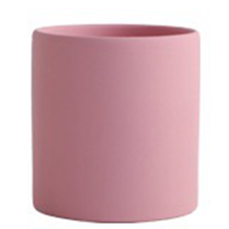 Modern Nordic Ceramic Pots 🌸 Minimal Cylinder Flower Planters with Drain Tray — Chic Home Decor