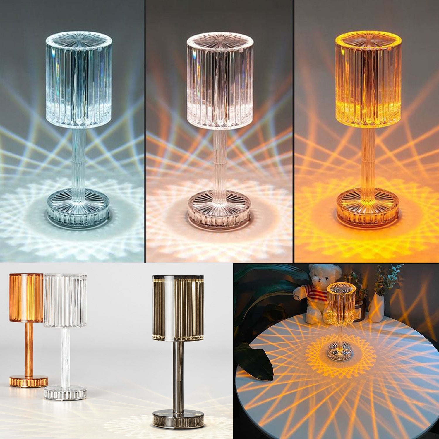 Modern Crystal Table Lamp ✨ Diamond LED Night Light — Stylish Accent for Home or Hotel