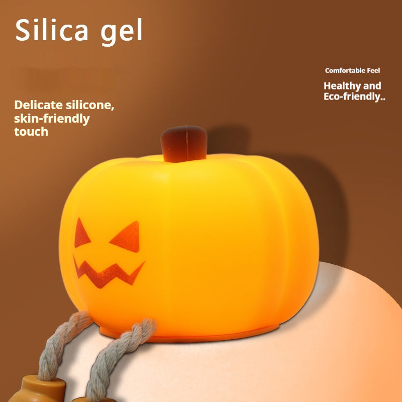 Cute Pumpkin LED Night Light 🎃 Soft Silicone Touch Lamp for Kids — Dimmable & Rechargeable