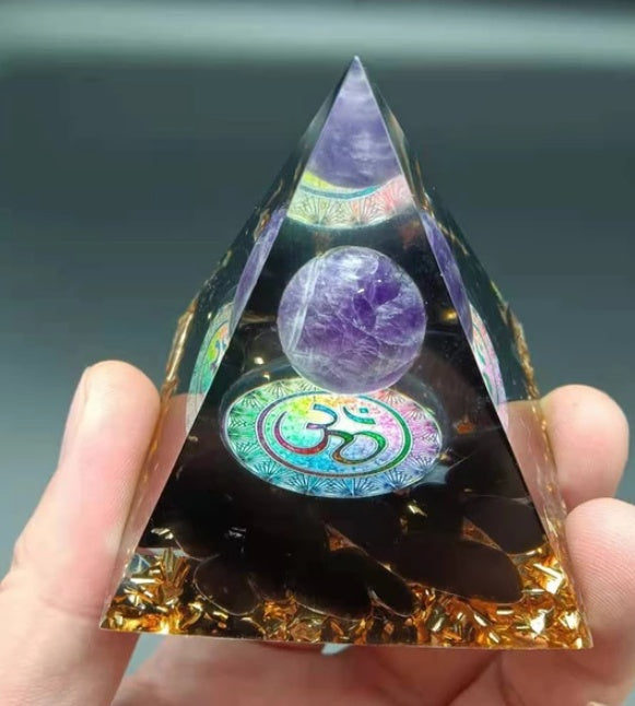 Natural Crystal Energy Pyramid 🔺 Handcrafted Healing Stone Tower for Positive Energy & Home Decor