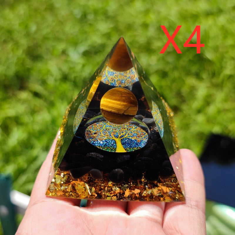Natural Crystal Energy Pyramid 🔺 Handcrafted Healing Stone Tower for Positive Energy & Home Decor