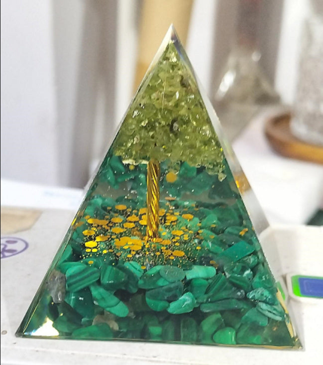 Natural Crystal Energy Pyramid 🔺 Handcrafted Healing Stone Tower for Positive Energy & Home Decor